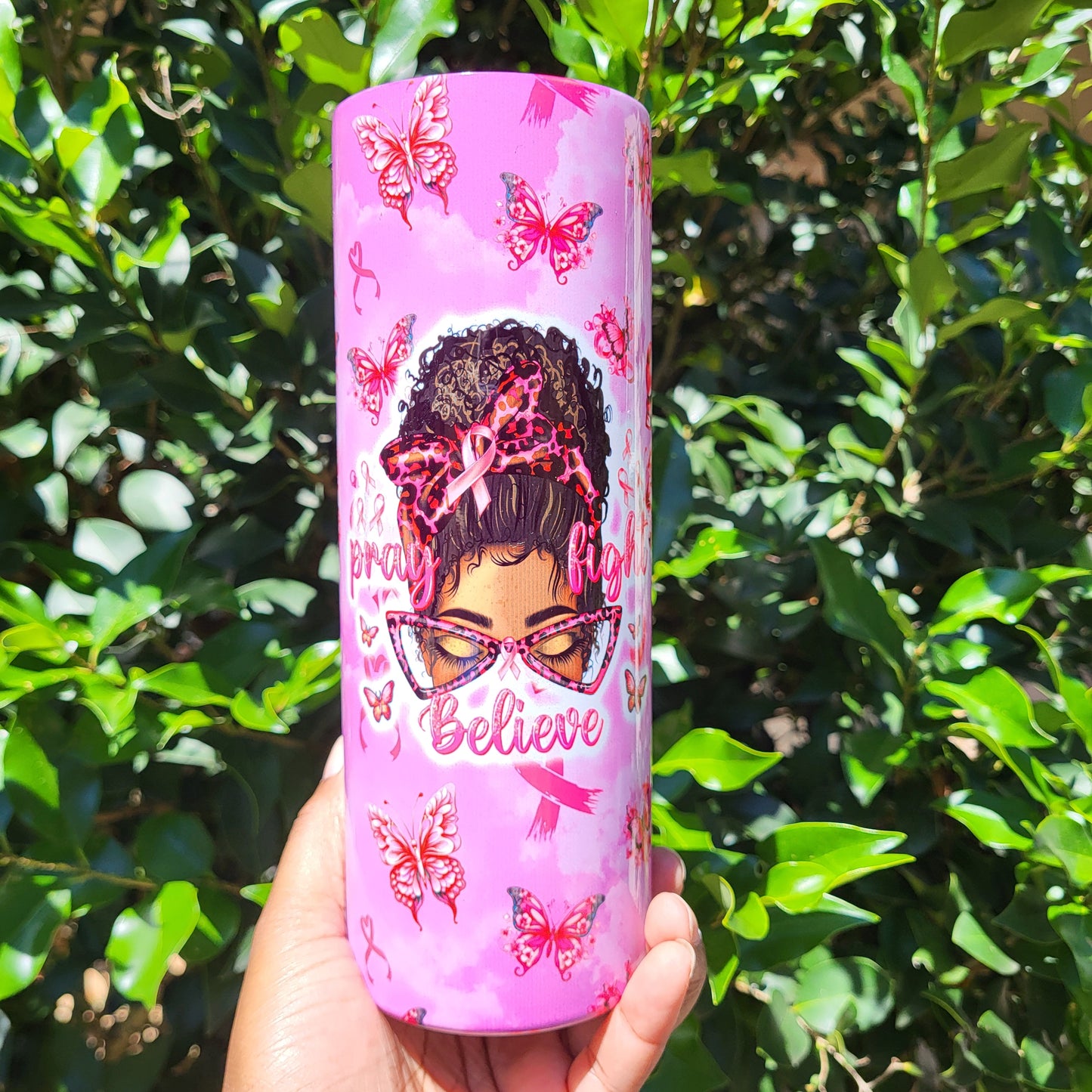 20oz Breast Cancer Awareness Sublimation Tumbler - Pink Ribbon Tumbler