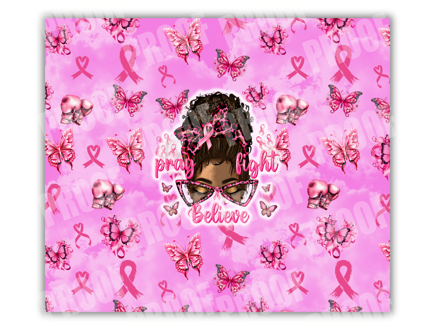 Breast Cancer Awareness Tumbler Wrap | African American Woman Sublimation Design | 20 oz Tumbler PNG | Pink Ribbon | Breast Cancer Sublimation Wrap