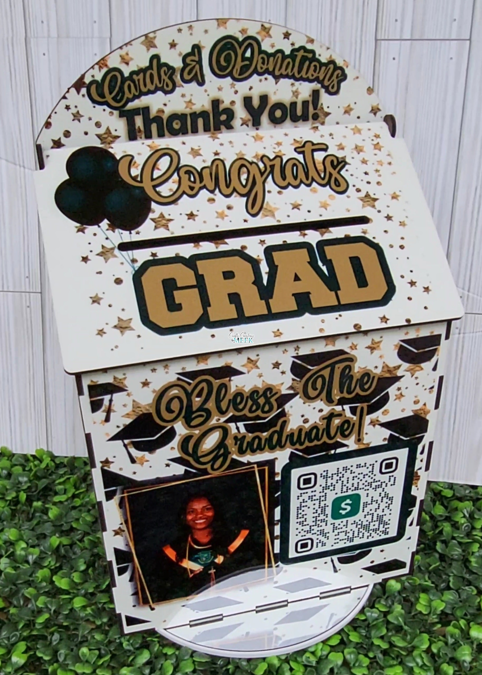 card box for grad party Personalized Donation & Card Box with QR Code