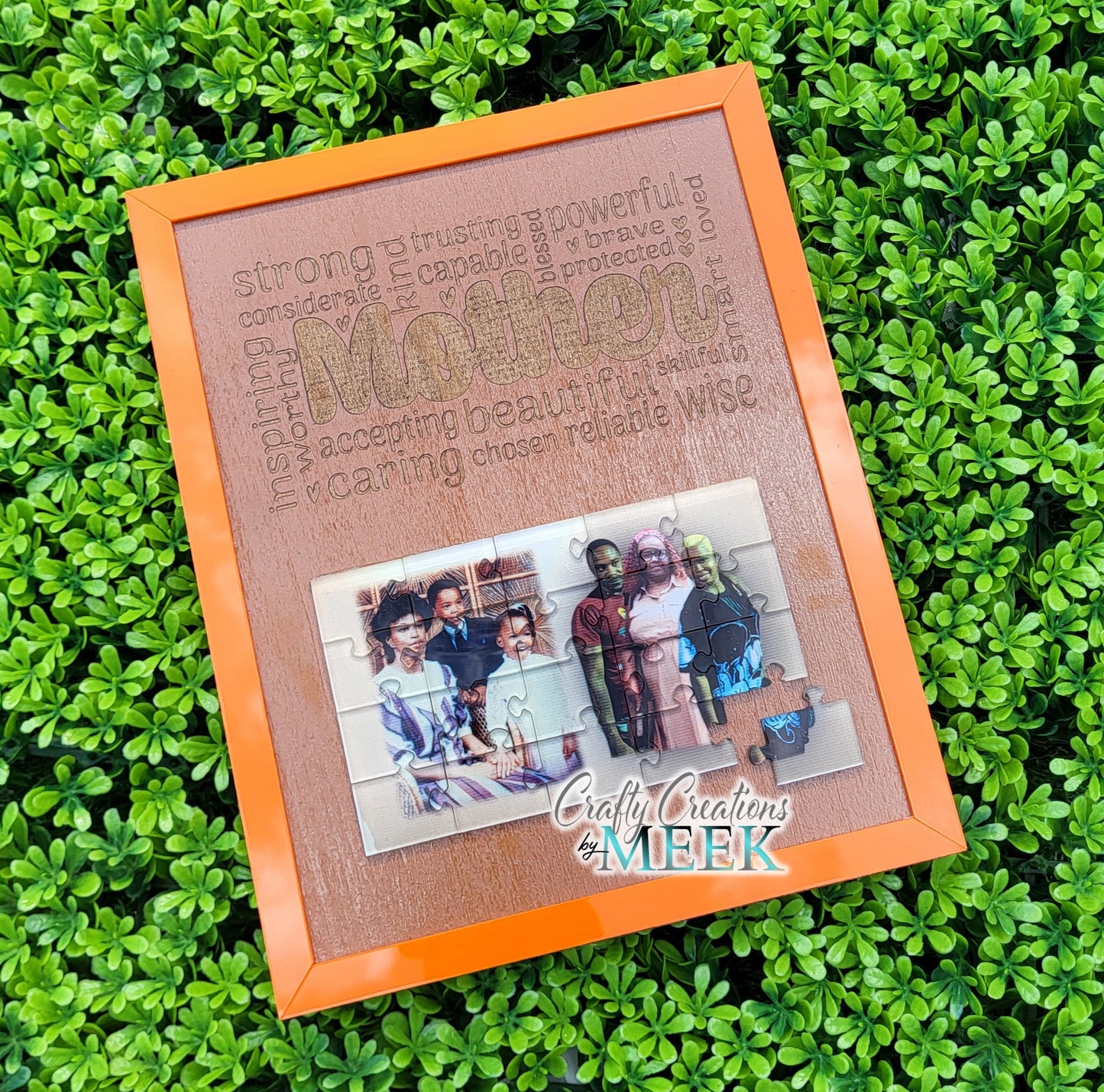 Custom Mother's Day Puzzle Frame with Family Photo | Engraved Wood Wall Art Gift