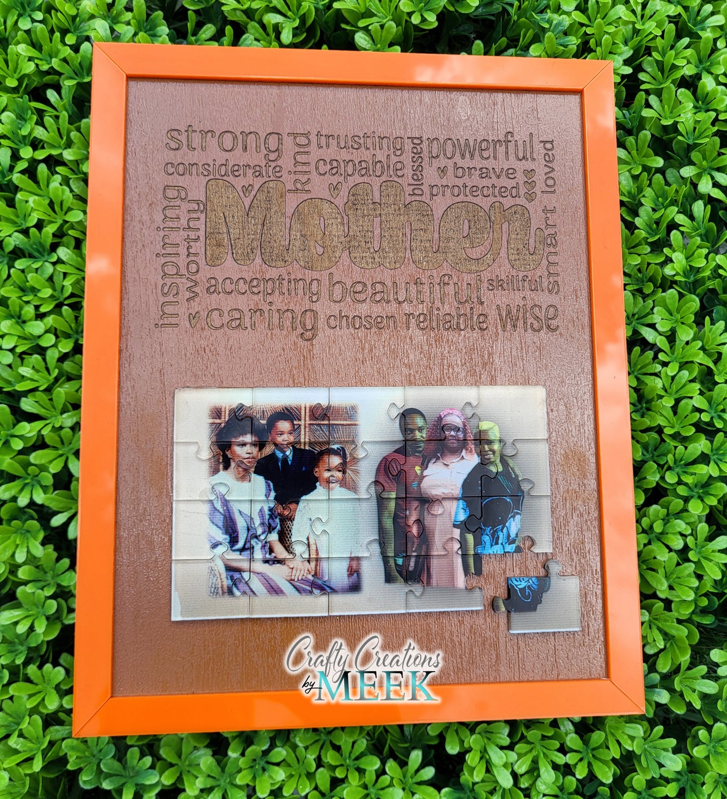 Custom Mother's Day Puzzle Frame with Family Photo | Engraved Wood Wall Art Gift