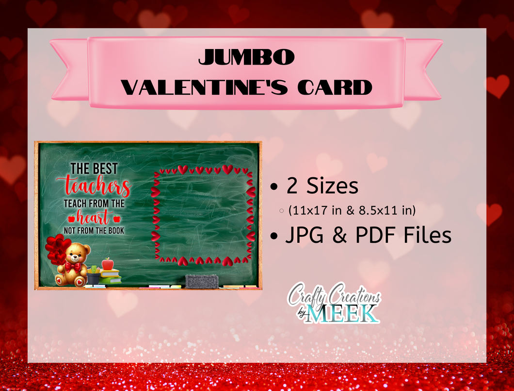 Jumbo Valentine’s Day Card for Teachers | Printable Classroom Card | Teacher Appreciation Valentine Gift Idea