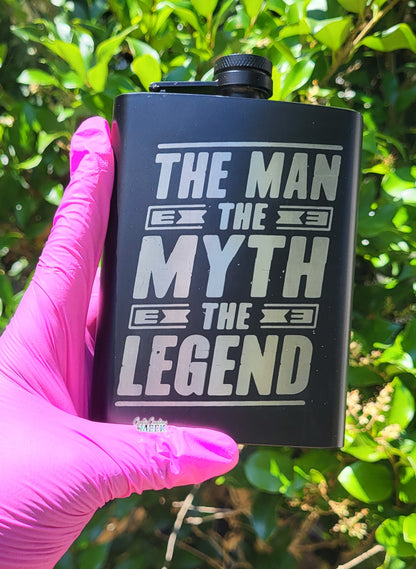 The Man Laser Engraved Flask