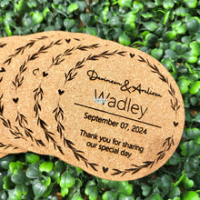 Load image into Gallery viewer, Elegant 3.5&quot; Cork Coasters – Personalized Wedding Favors &amp; Special Occasion Keepsakes
