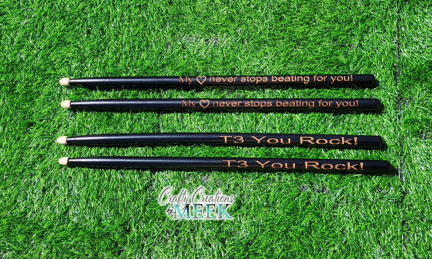 Custom Laser Engraved Drumsticks – Personalized Gift for Drummers & Musicians