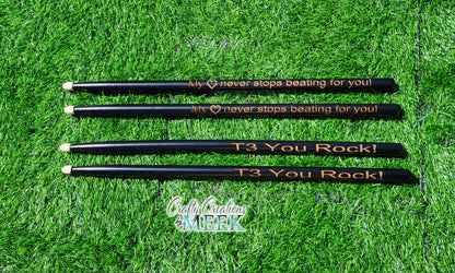 Custom Laser Engraved Drumsticks – Personalized Gift for Drummers & Musicians
