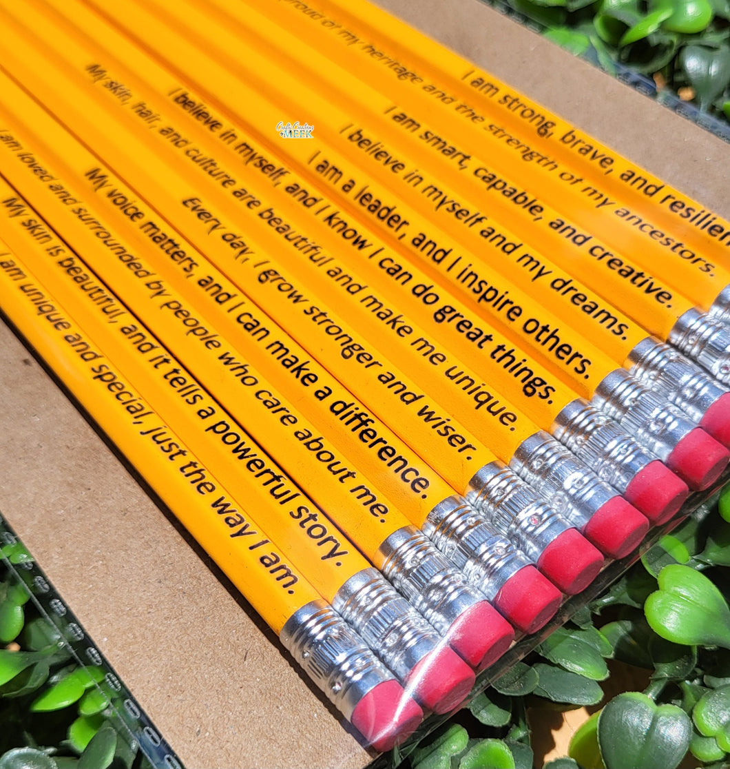 PRE-ORDER Personalized Laser Engraved Affirmation Pencils for Black Students | Inspirational School Supplies