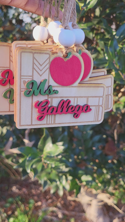 Custom Wooden Teacher Ornament – Personalized Classroom Gift