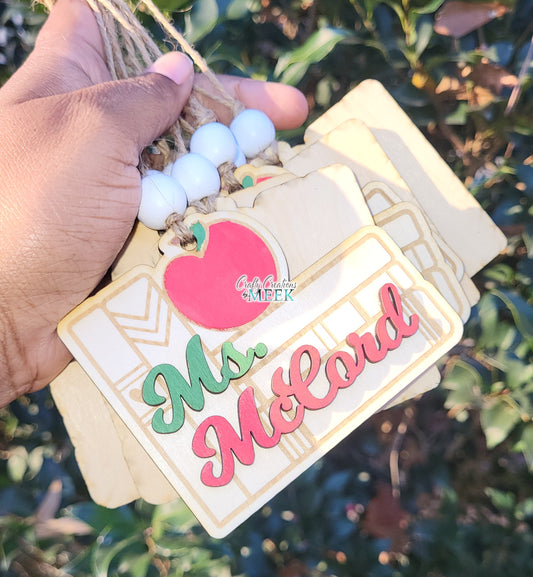 Custom Wooden Teacher Ornament – Personalized Classroom Gift