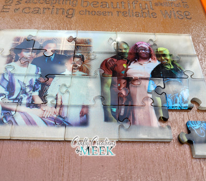 Custom Mother's Day Puzzle Frame with Family Photo | Engraved Wood Wall Art Gift