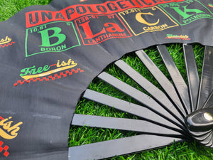 Juneteenth Clack Fan – Folding Hand Fan with Bold Pan-African Colors | Black Culture Pride Accessory for Festivals & Celebrations