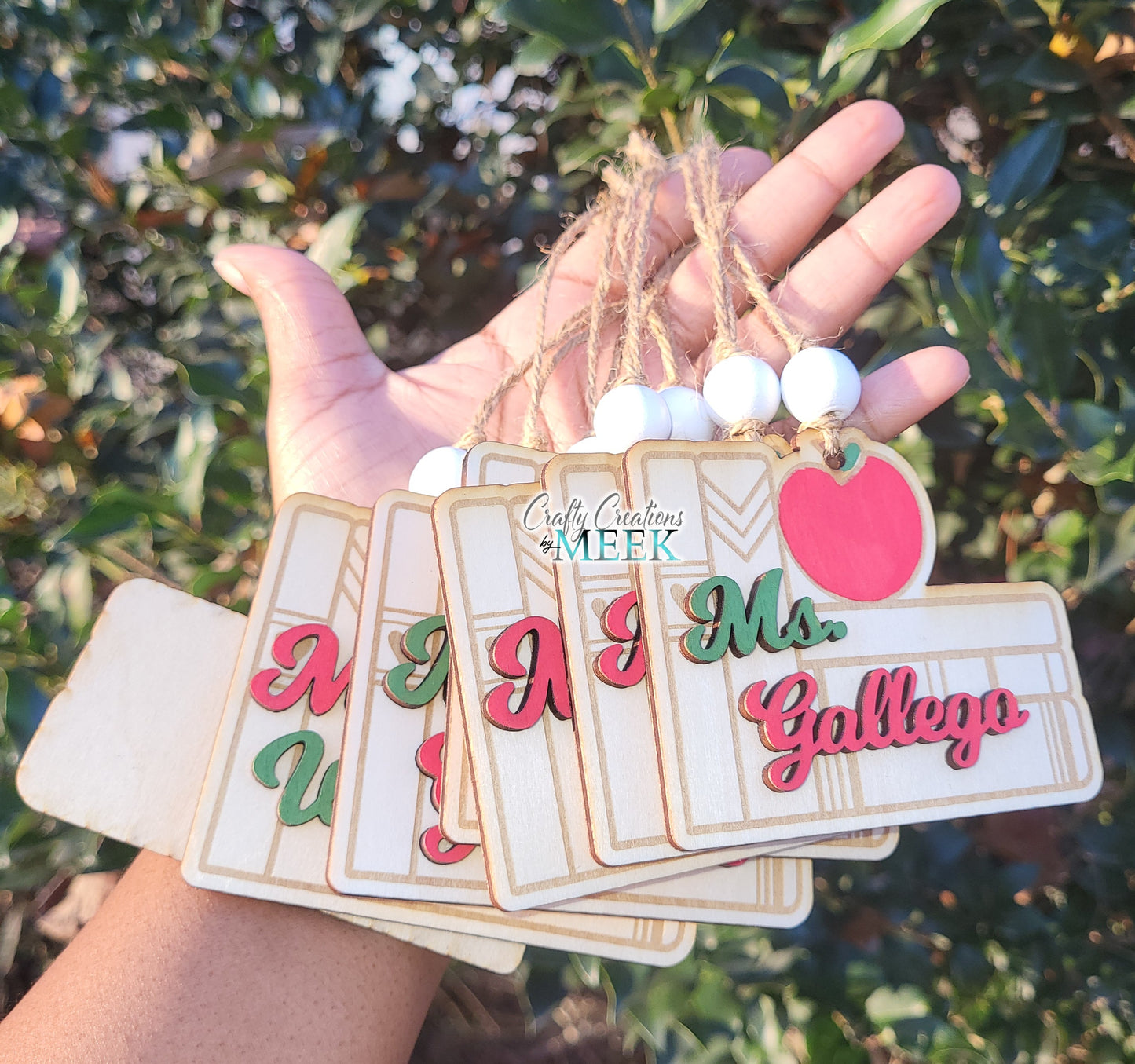 Custom Wooden Teacher Ornament – Personalized Classroom Gift