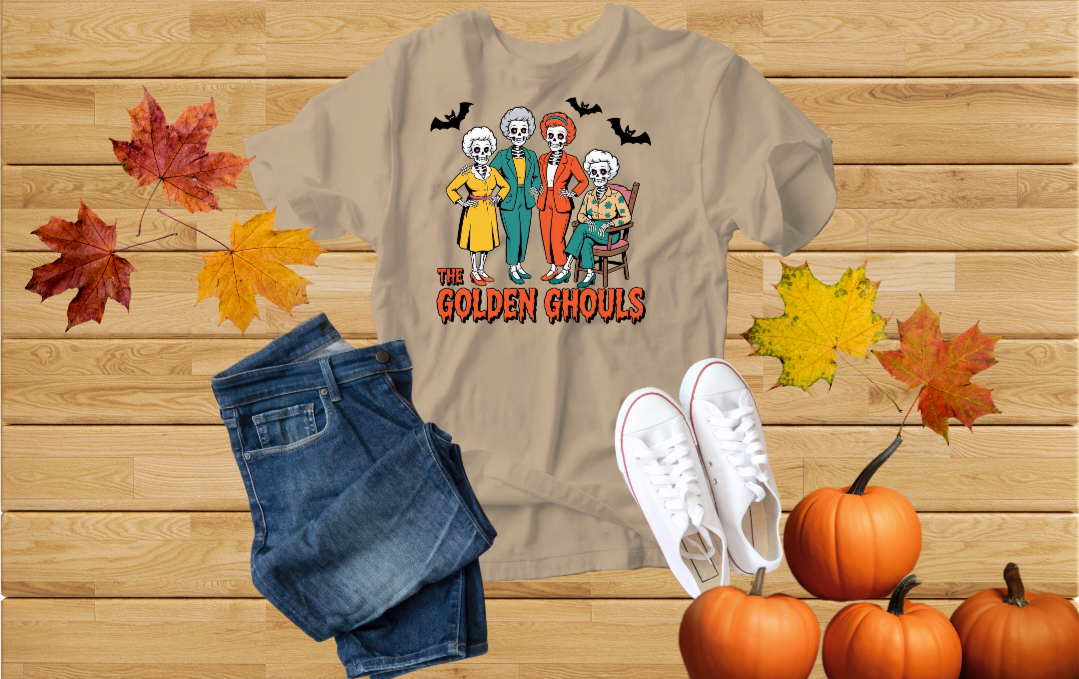 The Golden Ghouls T-Shirt | Funny Skeleton Halloween Graphic Tee